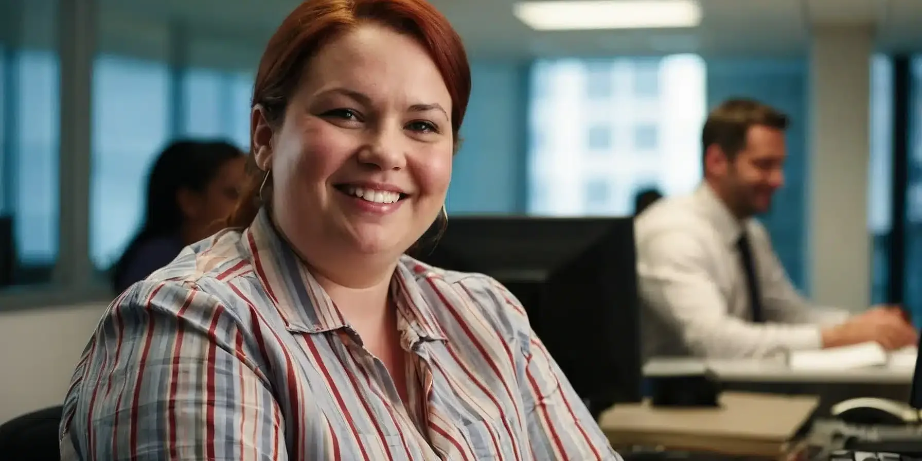 Leonardo_Kino_XL_an_average_looking_office_worker_smiling_Stoc_3 (1)